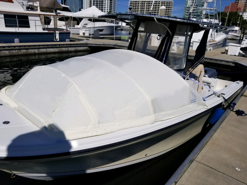 Sailfish 2360 CC center console boat, Sailfish 240 CC bow shade
